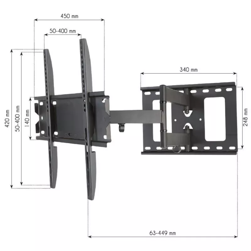 Techly ICA-PLB 148M TV stiprinājums / statīvs 139,7 cm (55 collas) melns