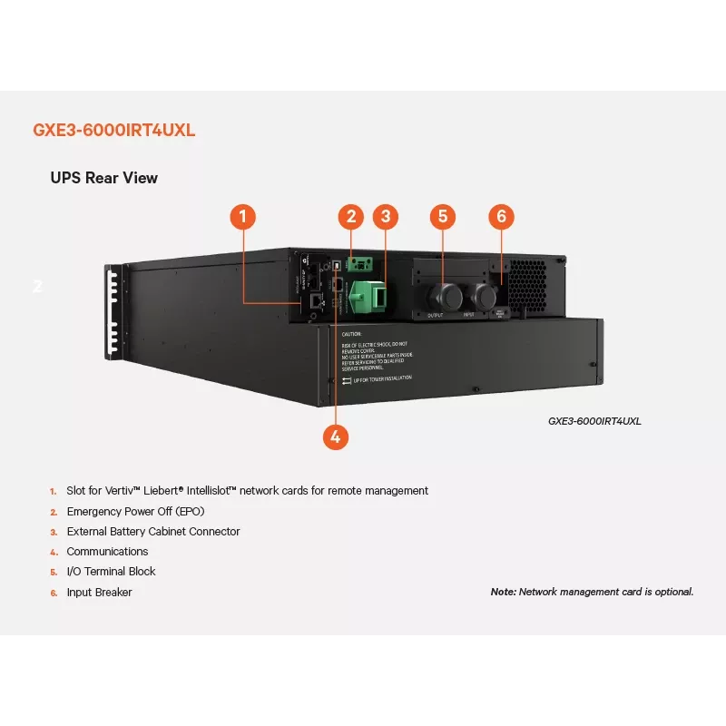 Vertiv Liebert GXE3-6000IRT4UXL nepārtrauktās barošanas avots (UPS) Dubultā pārveidošana (Online) 6 kVA 6000 W