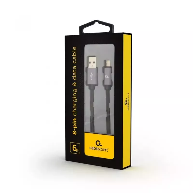 Mobilā tālruņa kabelis GEMBIRD USB A uz Lightning CCB-MUSB2B-AMLM-6 1.8 m USB 2.0 Melns