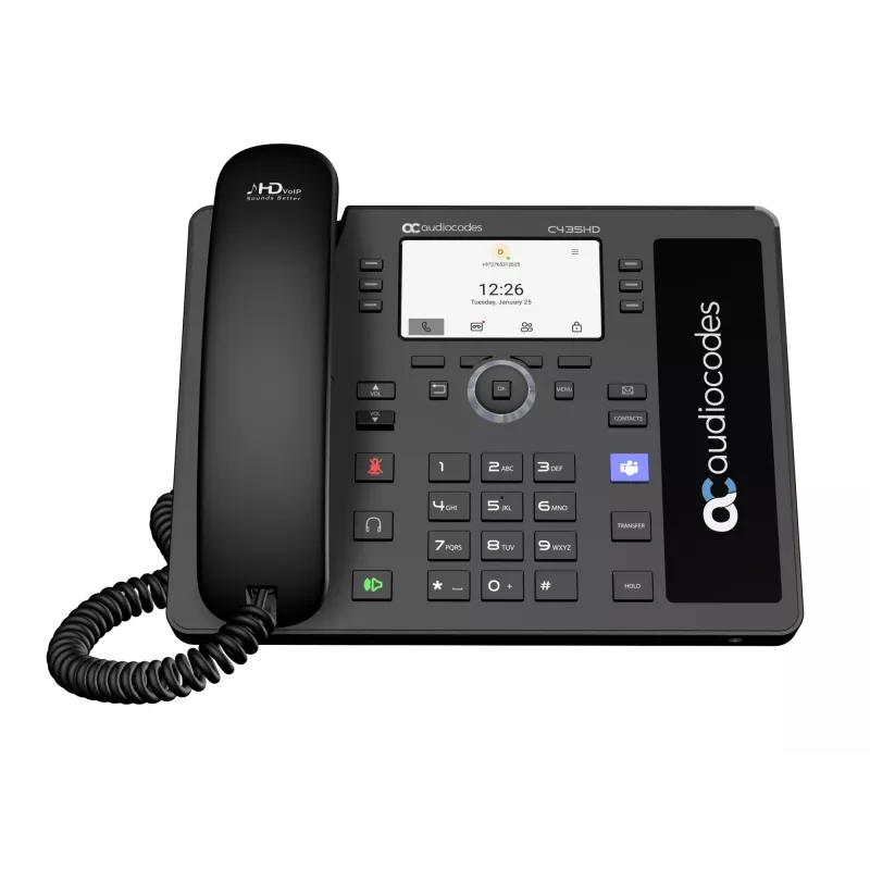 AudioCodes C435HD-R IP tālrunis Teams PoE GbE melns