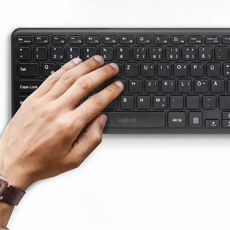 LogiLink ID0188 mājas RF bezvadu tastatūra QWERTZ, melna