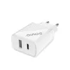 Iekštelpu lādētājs SAVIO LA-04 USB Type-A un Type-C, 18W, PD 3.0 ātrā uzlāde, 2x USB-A + 1x USB-C, 100–240V, balts