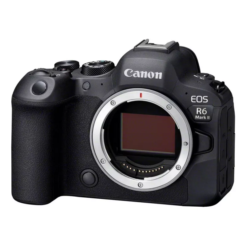 Bezspoguļa kamera Canon EOS R6 Mark II (MILC korpuss) – 24,2 MP, CMOS, 4K video, 3 collu skārienekrāns, Wi‑Fi, 1/8000 s aizvars, 0,588 kg, melna
