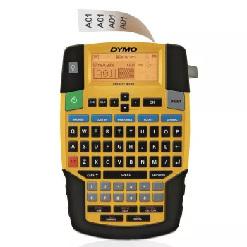 DYMO RHINO 4200 industriālā etiķešu izgatavotāja | QWERTY tastatūra un laiku taupoši ātrie taustiņi | Izturīga etiķešu drukas iekārta darba vietām un lielas noslodzes etiķēšanas darbiem