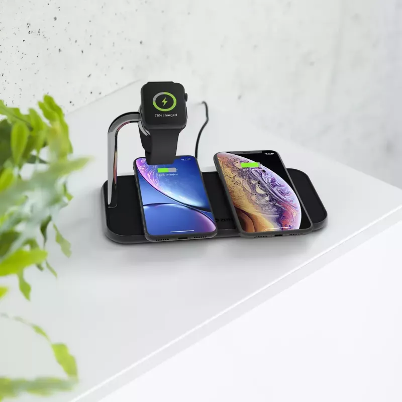 Bezvadu lādētājs ZENS Dual+Watch Aluminium Melns