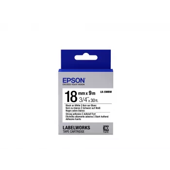 Epson Label Cartridge Strong Adhesive LK-5WBW Melns/balta 18mm (9m)