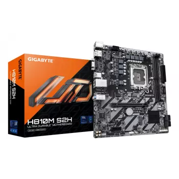 GIGABYTE H810M S2H mātesplate - Intel Core Ultra (2. sērijas) CPU, 4+1+2 fāžu VRM, līdz 6400MHz DDR5, 1xPCIe 4.0 M.2, 1GbE LAN, USB 3.2 Gen 1