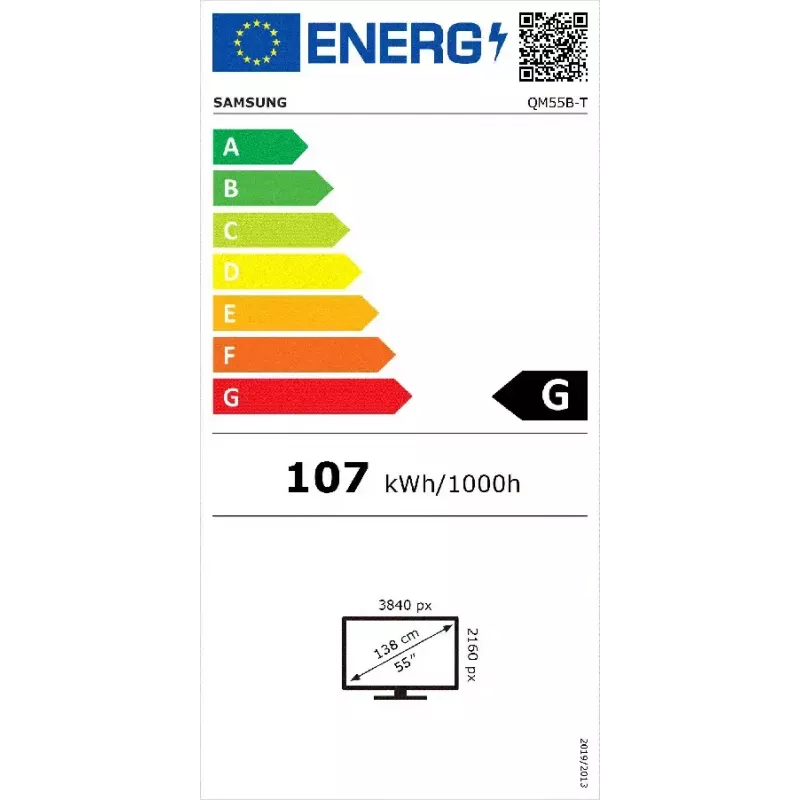 Digitālo izkārtņu plakanais panelis Samsung QM55B-T 55 collas LCD 4K Ultra HD VA, 400 cd/m², Tizen 6.5, skārienjūtīgs
