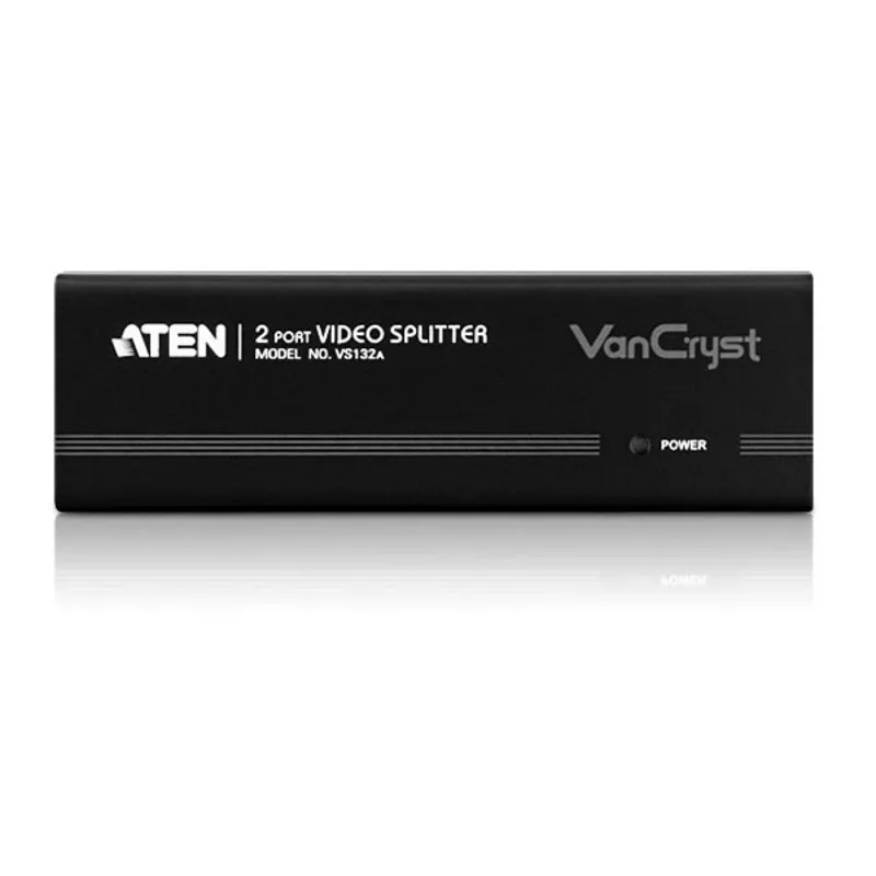 ATEN 2-Port VGA Video Splitter (450 MHz), VGA, 2x VGA, 2048 x 1536 pikseļi, Melns, Metāls, QXGA
