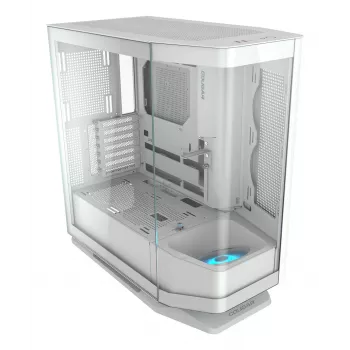 PC Midi Tower korpuss Cougar FV270 — balts, atbalsta ATX/EATX/Micro-ITX, 2×3.5 collu + 2×2.5 collu, 120/140 mm ventilatori