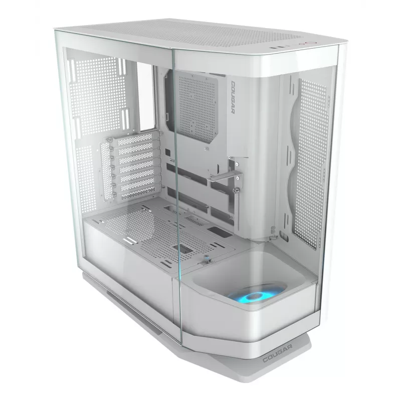 PC Midi Tower korpuss Cougar FV270 — balts, atbalsta ATX/EATX/Micro-ITX, 2×3.5 collu + 2×2.5 collu, 120/140 mm ventilatori
