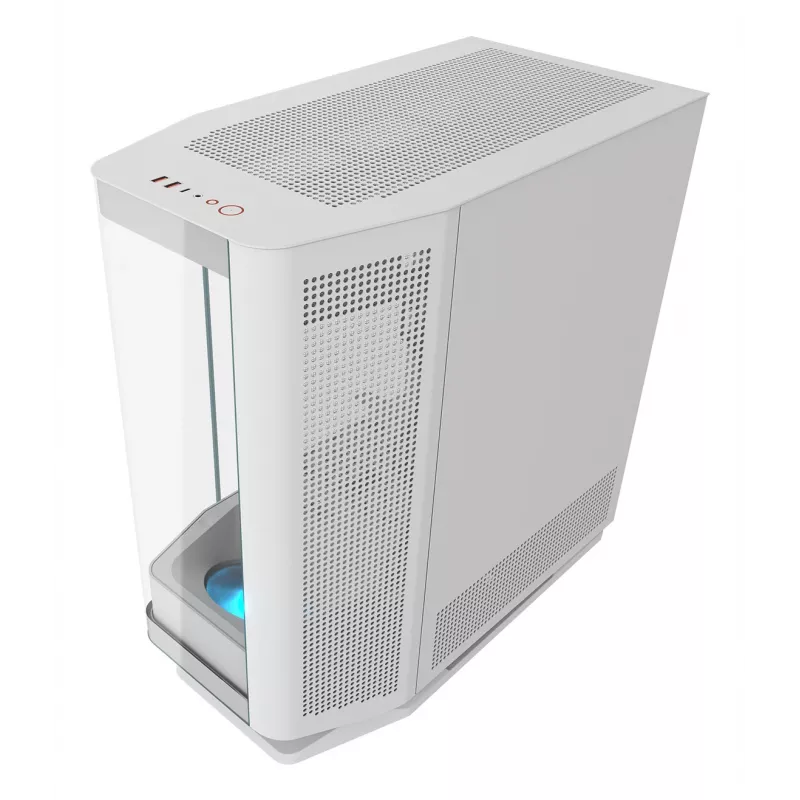 PC Midi Tower korpuss Cougar FV270 — balts, atbalsta ATX/EATX/Micro-ITX, 2×3.5 collu + 2×2.5 collu, 120/140 mm ventilatori