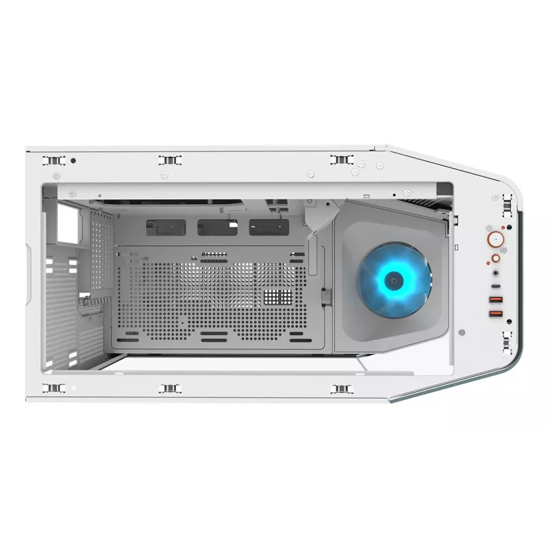 PC Midi Tower korpuss Cougar FV270 — balts, atbalsta ATX/EATX/Micro-ITX, 2×3.5 collu + 2×2.5 collu, 120/140 mm ventilatori