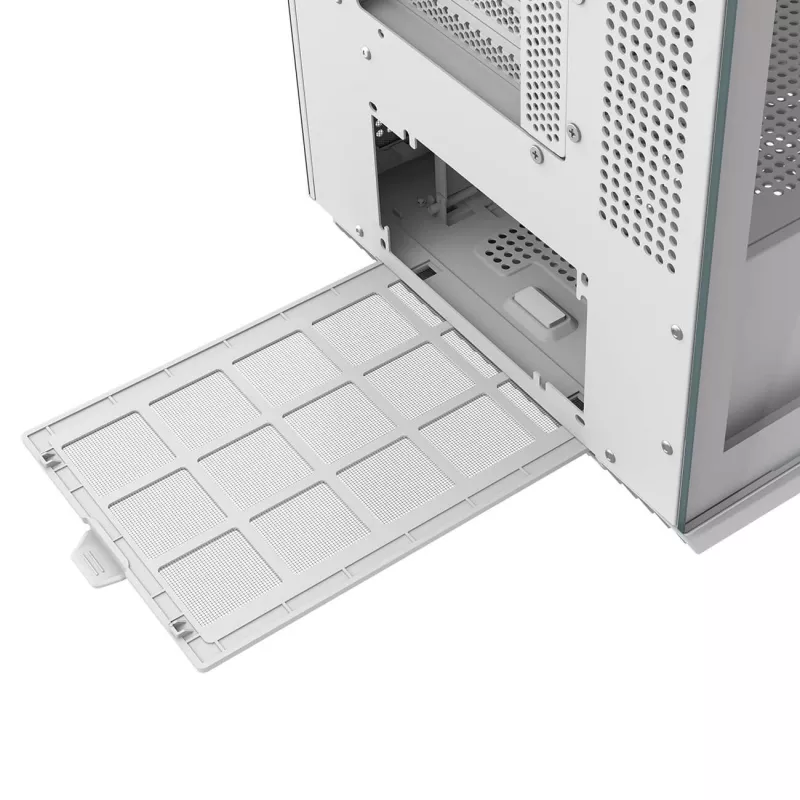 PC Midi Tower korpuss Cougar FV270 — balts, atbalsta ATX/EATX/Micro-ITX, 2×3.5 collu + 2×2.5 collu, 120/140 mm ventilatori