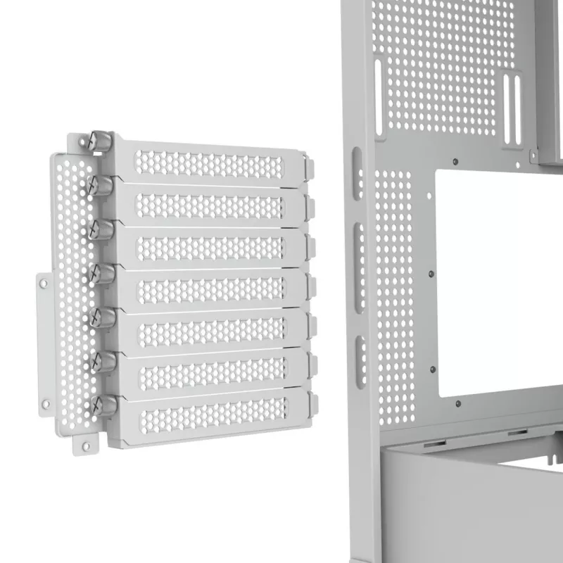 PC Midi Tower korpuss Cougar FV270 — balts, atbalsta ATX/EATX/Micro-ITX, 2×3.5 collu + 2×2.5 collu, 120/140 mm ventilatori