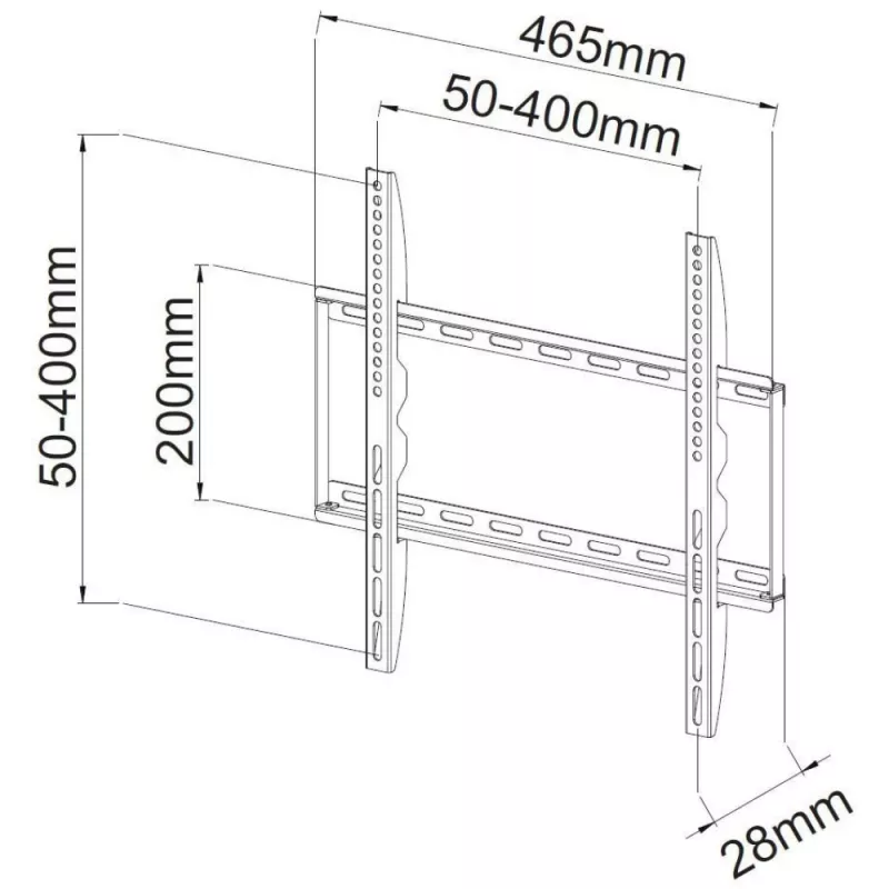 Techly Fixed plāns Wall Mount LED TV LCD 23-55 Melns” ICA-PLB 162M
