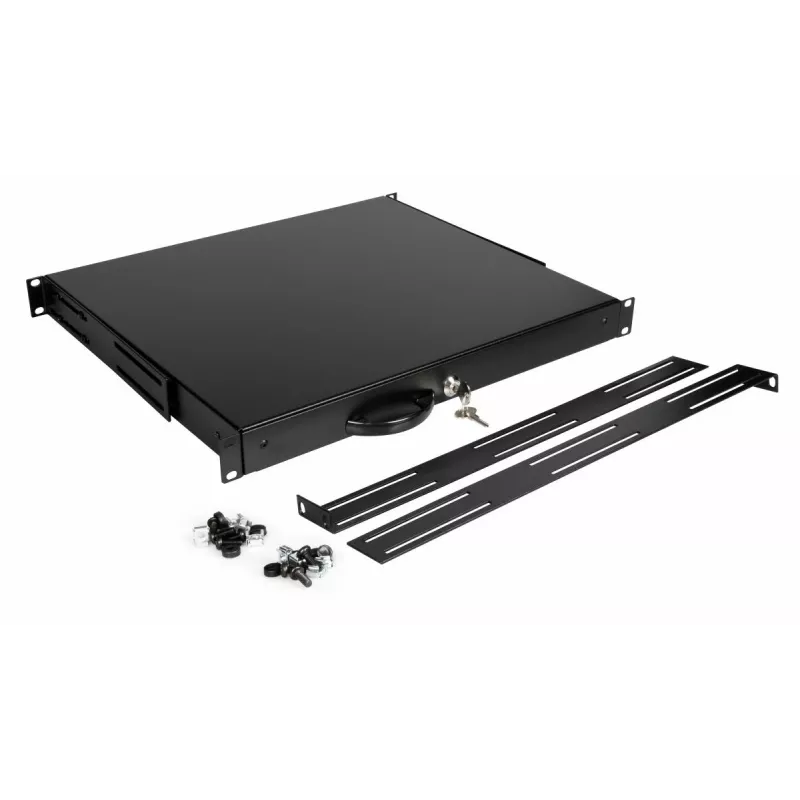 Atvilktņu bloks Equip EZD-1-B Aizslēdzama atvilktne 19 inch 1U Melna