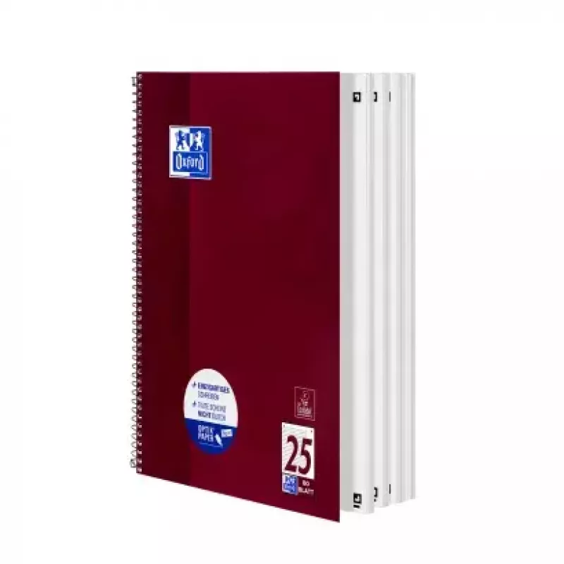 Rakstāmpiezīmju grāmatiņa Oxford 100050355 A4 80 loksnes bordo