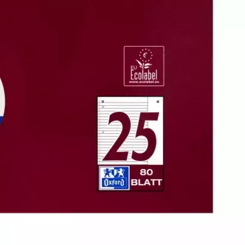 Rakstāmpiezīmju grāmatiņa Oxford 100050355 A4 80 loksnes bordo
