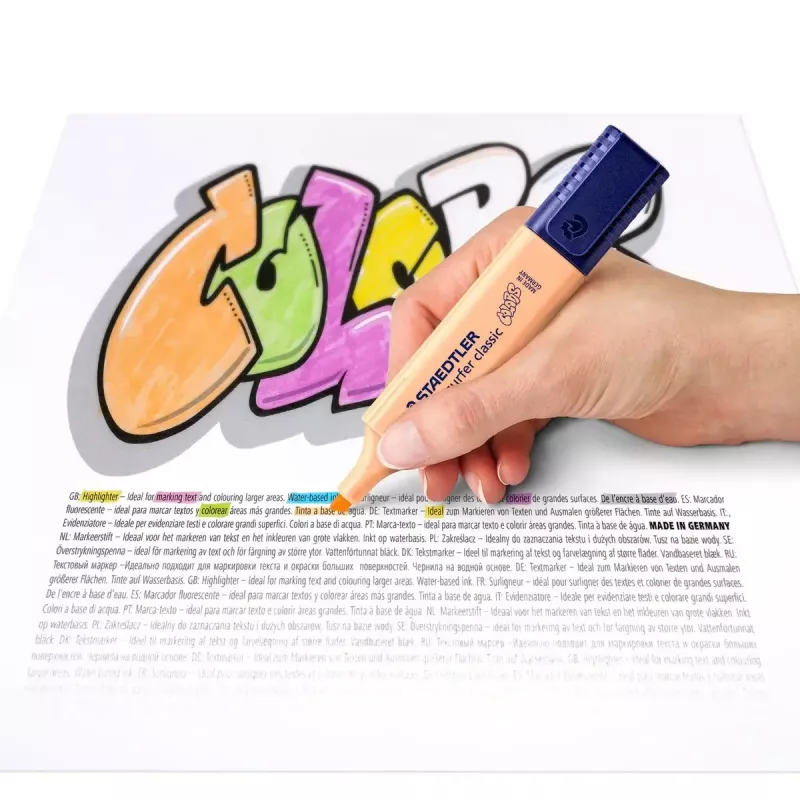 Markieris Staedtler 364 C 10 gab. Kaltveida uzgalis Melns Brūns Gaiši zils Gaiši pelēks Laima Mint Piparmētra Persiku Rozā Violets Dzeltens