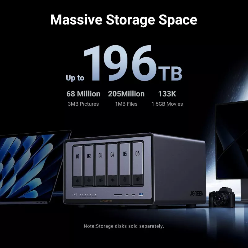 Ugreen DXP6800 Pro NAS Desktop Intel® Core™ i5 8 GB DDR5 pelēka, melna