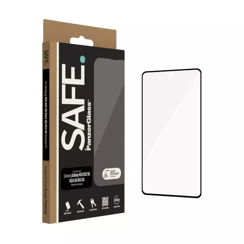 PanzerGlass SAFE. by ® Ekrāna aizsargs Samsung Galaxy A52 | A52 5G | A52s 5G | A53 5G | Īpaši plats piemērots