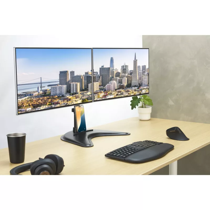 Kensington SmartFit Ergo brīvi stāvošs divu monitoru statīvs, brīvi stāvošs, 20 kg, 68,6 cm (27 collas), 100 x 100 mm, augstuma regulēšana, melns