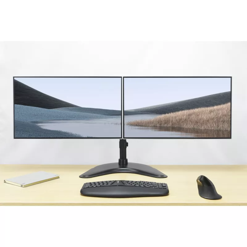 Kensington SmartFit Ergo brīvi stāvošs divu monitoru statīvs, brīvi stāvošs, 20 kg, 68,6 cm (27 collas), 100 x 100 mm, augstuma regulēšana, melns