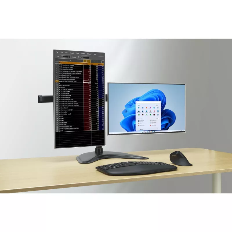 Kensington SmartFit Ergo brīvi stāvošs divu monitoru statīvs, brīvi stāvošs, 20 kg, 68,6 cm (27 collas), 100 x 100 mm, augstuma regulēšana, melns