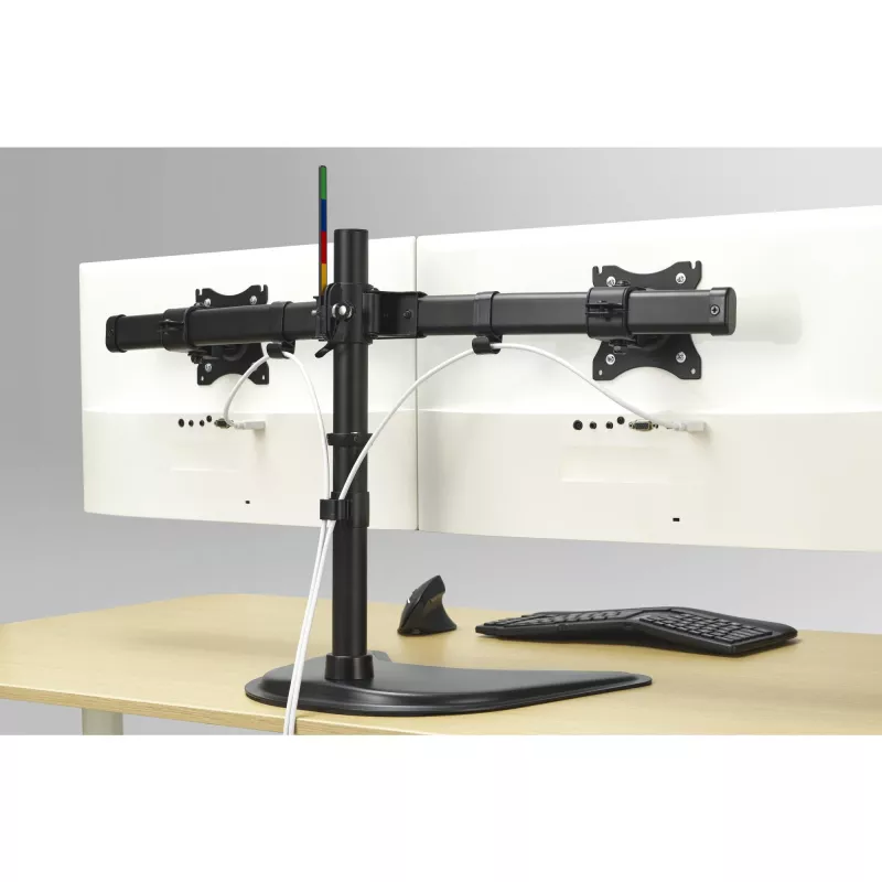 Kensington SmartFit Ergo brīvi stāvošs divu monitoru statīvs, brīvi stāvošs, 20 kg, 68,6 cm (27 collas), 100 x 100 mm, augstuma regulēšana, melns