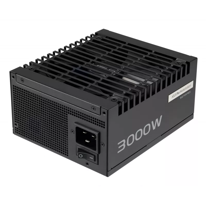 Barošanas bloks ASUS Pro WS 3000 W ATX 3.1 80 PLUS Platinum pilnībā modulārs, 20+4 kontaktu, 4×16 kontaktu PCIe, 12×SATA, melns