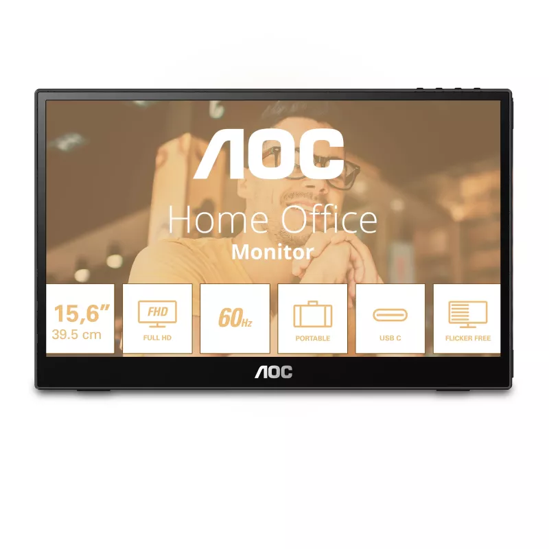 AOC 16T3EA portatīvais TV/monitors Melns 39,6 cm (15,6 collas) 1920 x 1080 pikseļi