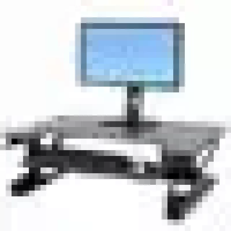 Galda pārveidotāja statīvs ERGOTRON WorkFit-T Melns — nerūsējošā tērauda rāmis, augstums 380 mm, maksimālā slodze 15,9 kg