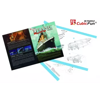 3D puzzle Cubicfun Titanic Big T4011H — 1024 gabali, mēroga kuģa modelis