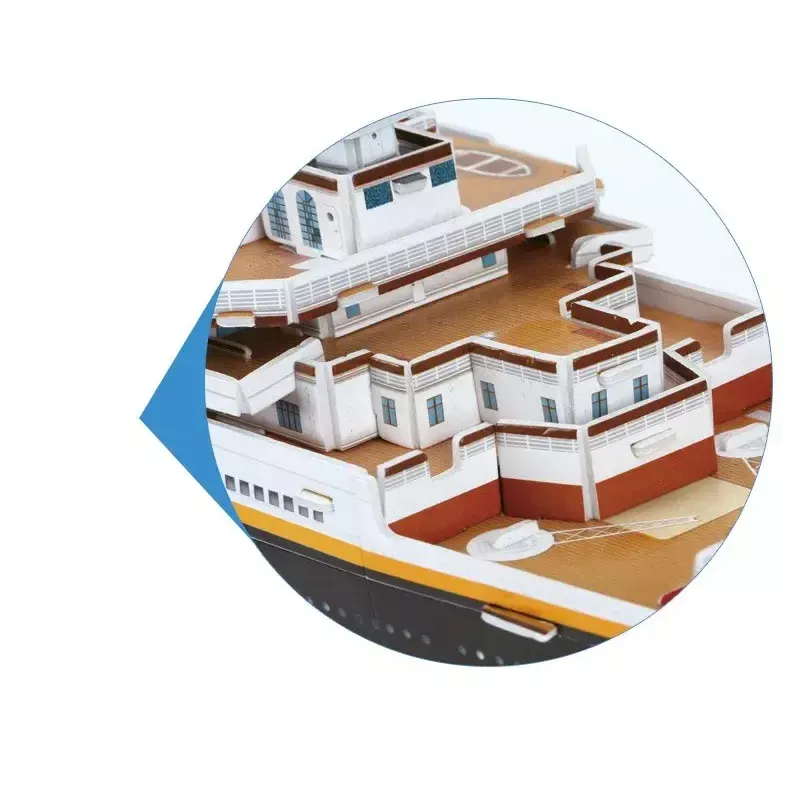 3D puzzle Cubicfun Titanic Big T4011H — 1024 gabali, mēroga kuģa modelis