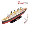 3D puzzle Cubicfun Titanic Big T4011H — 1024 gabali, mēroga kuģa modelis