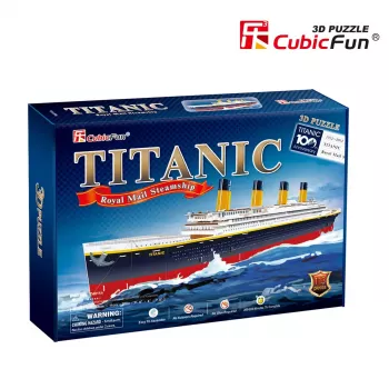 3D puzzle Cubicfun Titanic Big T4011H — 1024 gabali, mēroga kuģa modelis