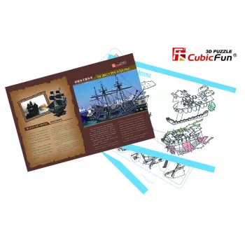 3D Puzzle CubicFun Pirātu kuģis 'Queen Anne's Revenge' modelis T4005H, kartona montāža