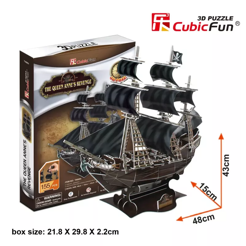 3D Puzzle CubicFun Pirātu kuģis 'Queen Anne's Revenge' modelis T4005H, kartona montāža