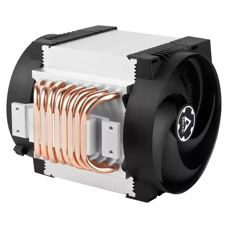 4U servera gaisa dzesētājs Arctic Freezer 4U‑M Rev. 2 — 120 mm ventilators, 122,16 m³/h gaisa plūsma, dubultā lodīšu gultnis, 156×124×145 mm, TDP 350 W