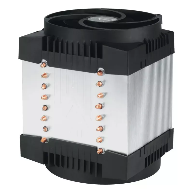 4U servera gaisa dzesētājs Arctic Freezer 4U‑M Rev. 2 — 120 mm ventilators, 122,16 m³/h gaisa plūsma, dubultā lodīšu gultnis, 156×124×145 mm, TDP 350 W