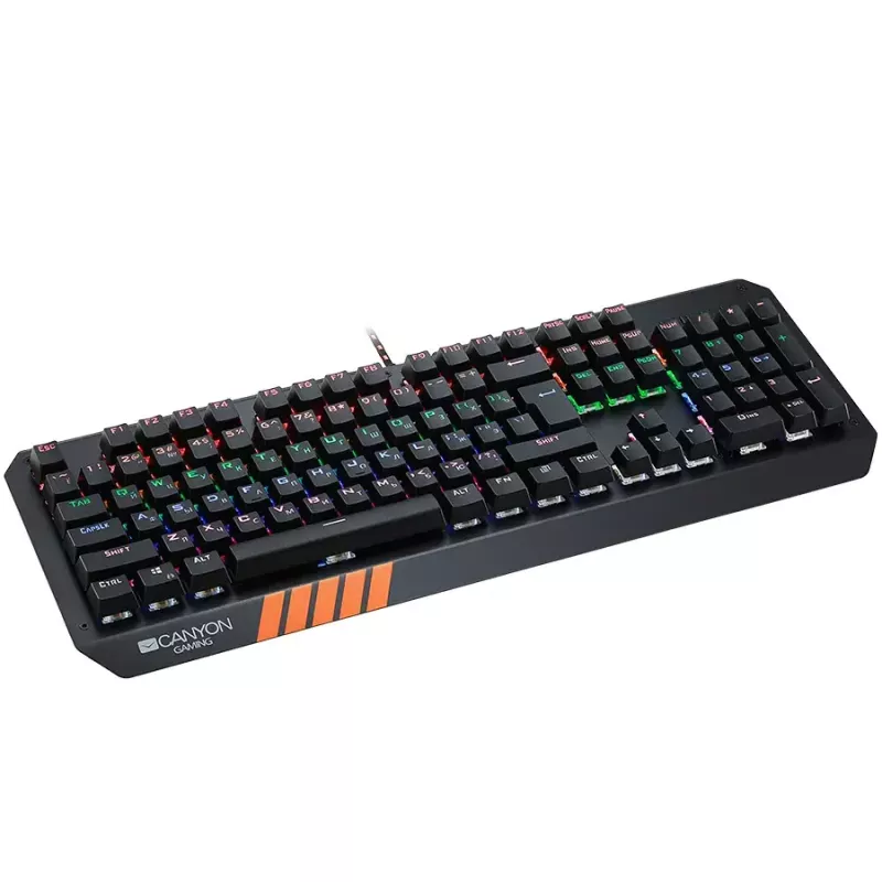 Mehāniskā spēļu klaviatūra CANYON Hazard GK-6 RGB vadu melna ASV/RU izkārtojums
