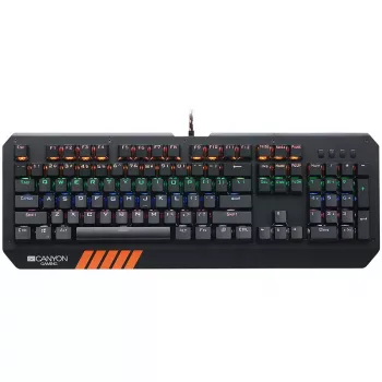 Mehāniskā spēļu klaviatūra CANYON Hazard GK-6 RGB vadu melna ASV/RU izkārtojums