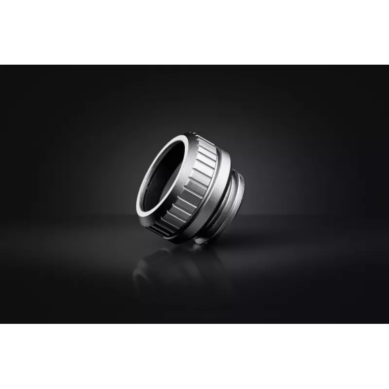 Armatūra datora dzesēšanas sistēmai EK Water Blocks — misiņš satīna tērauda/titāna apdare Ø16 mm augstums 11,5 mm