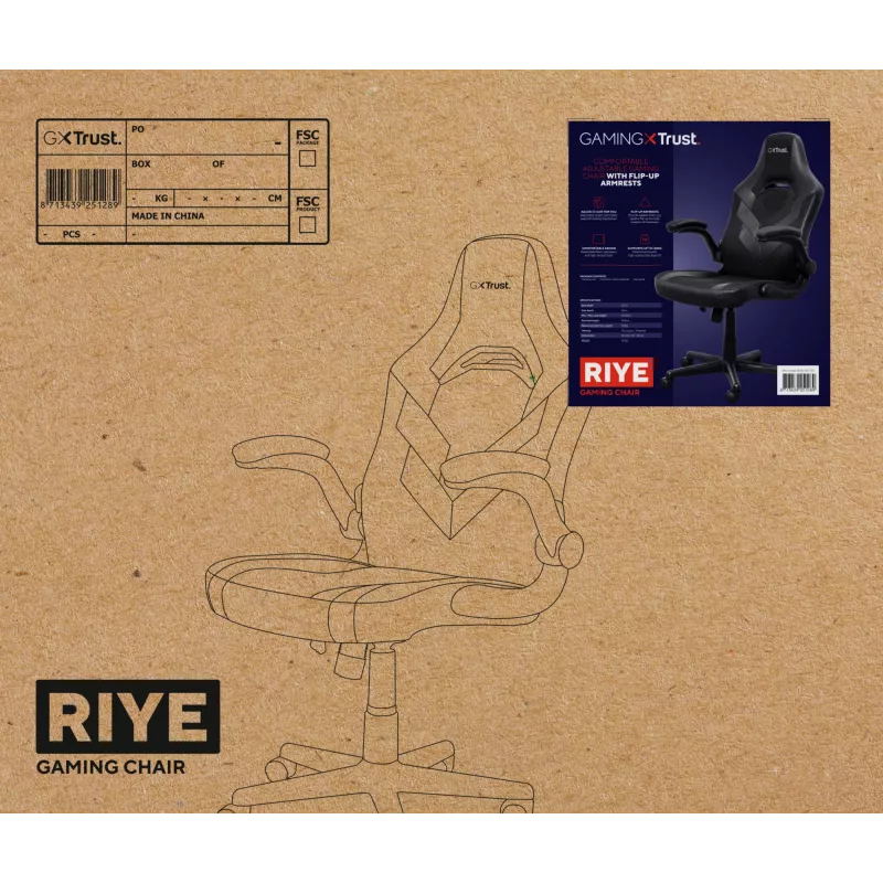 Trust GXT 703 RIYE Universal gaming chair Melns