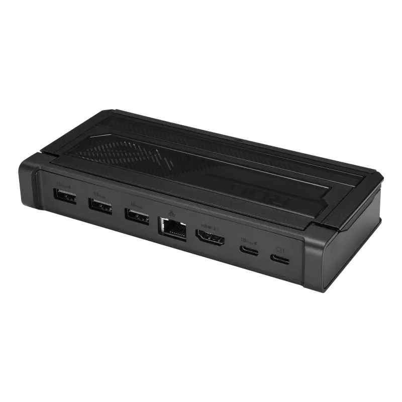 Dokstacija ASUS ROG Bulwark Dock 2025 DG300 USB Type-C, 1x RJ-45, 1x HDMI, melna, 160×74×25,5 mm