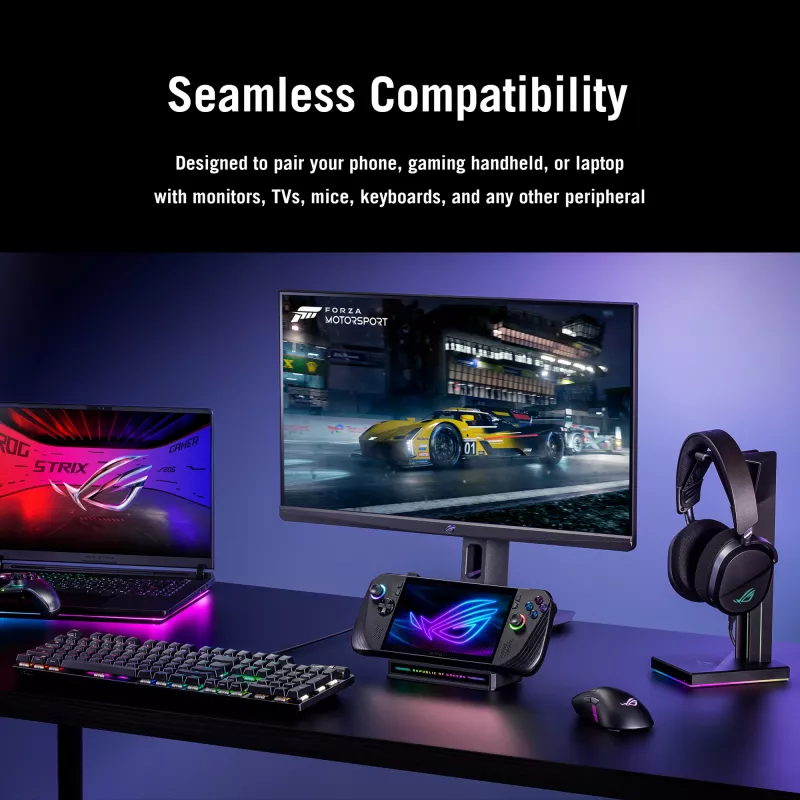 Dokstacija ASUS ROG Bulwark Dock 2025 DG300 USB Type-C, 1x RJ-45, 1x HDMI, melna, 160×74×25,5 mm