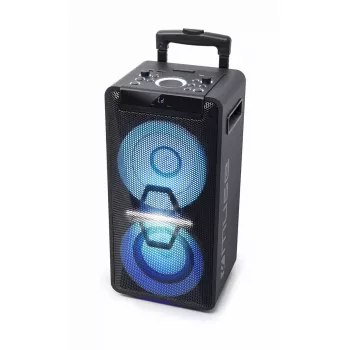 Portatīvais skaļrunis Muse M-1920 DJ — 300 W RMS, maiņstrāvas barošana, 3,5 mm ieeja, 256×287×534 mm, 7 kg, melns