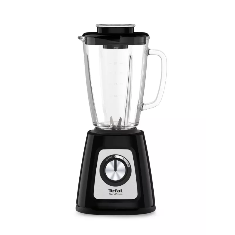 Galda blenderis Tefal BL4358 — 800 W, 1,25 L stikla trauks, ledus smalcināšana, melns/matēts tērauds