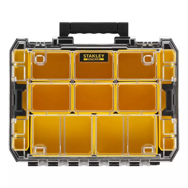 Instrumentu kaste STANLEY FMST82967-1, metāla & polikarbonāta, 337×440×119 mm, melna/caurspīdīga/dzeltena